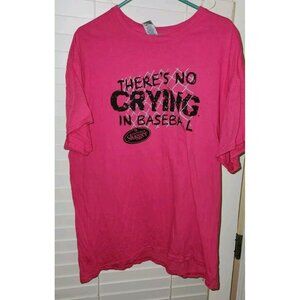 LOUISVILLE SLUGGER pink t shirt THERE'S NO CRYING IN BASEBALL adult  XL